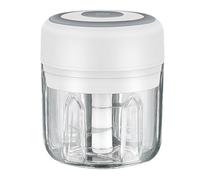 Pesderty Mini Hachoir à Viande Électrique USB 250ML, Hachoir à Ail, Broyeur Rechargeable, Robot Culinaire Blanc, Facile à Utiliser