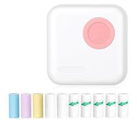 Pesderty Mini Imprimante D'Autocollants Imprimante Thermique Bluetooth avec 10 Rouleaux de Papier et Autocollants pour Photo, Reçus, Notes, Rose Installation Facile