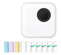 Pesderty Mini Imprimante D'Autocollants Imprimante Thermique Bluetooth avec 10 Rouleaux de Papier et Autocollants pour Photo, Reçus, Notes, Noir Facile à Utiliser