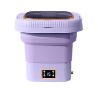 Pesderty Mini Machine à Laver Portable Pliable de 9 L avec Machine à Laver à Sec et Rotative, Prise UE Violette, Facile à Utiliser