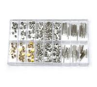 Pesderty Pièces de Rechange pour Couronne de Montre, Tête Plate à Dôme Assortie, Tubes de Poignée, Bagues de Poignée, Kit D'Outils de Réparation de Remplacement de Montre