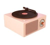 Pesderty Platine Enceinte Bluetooth-Compatible V5.0 Vinyl Record Player StéRéO Vintage Portable Speaker Rose