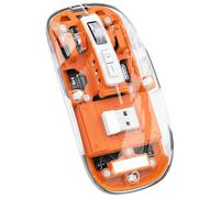 Pesderty Souris sans Magnétique Transparente Triple Mode Compatible Bluetooth 2,4 G de Bureau en Un Type-C Rechargeable (Orange) Installation Facile