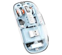 Pesderty Souris sans Magnétique Transparente Triple Mode Compatible Bluetooth 2,4 G de Bureau en Un Type-C Rechargeable (Bleu)