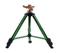 Pesderty Tête D'Arrosage à Impact sur Base de Trépied, Buse à Bascule Rotative, Arroseur de Jardin à 360°, Buse D'Arrosage en Laiton Lourd, Pieds D'Extension en Métal, Verrous à Bascule