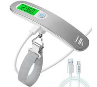 Pese Bagage numérique pour bagages et valises Max 50 kg/110 lb, avec charge USB-C. Balance portable electronique pese Valise de voyage avec écran LCD rétroéclairé sans piles (Blanc)