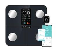 Pèse Personne Balance Connectée Impédancemètre avec Affichage VA Fréquence Cardiaque 15 Données Corporelles pour Android et iOS