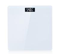 Pèse-personne électronique blanc Sparoma AD-26 - 2 piles AAA (piles non incluses), capacité de 180 kg, haute précision de 0,05 kg, verre trempé de 4 mm, écran LCD, adapté aux salles de bain, aux chamb