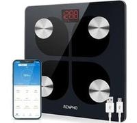 Pèse personne impédancemètre rechargeable usb balance connectée bluetooth numérique Noir