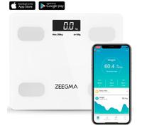 Pèse-personne Intelligente ZEEGMA Gewit - Bluetooth - Balance connectée - Électronique - 17 paramètres - 200kg max - Blanc
