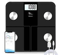 Pèse Personne Numérique, Balance Connecté Pèse-Personne Sans Fil Numérique Impédancemètre avec 13 Données Corporelles Analyseur de Composition Corporelle pour APP Smartphone 180kg(noir)