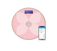 Pèse-Personne Numérique Impédance, Connexion Bluetooth, Capteur De Précision, Professionnel, Ultra Mince, Verre Trempé, Écran Lcd, Max 180 Kg (Rose)