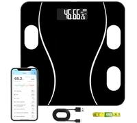 Pèse-personne numérique intelligent pour le poids corporel et la graisse avec application Bluetooth, suivi de l'IMC, des muscles, de l'eau et d'autres mesures pour le fitness et la santé, verre trempé