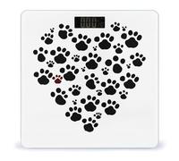 Pèse-personne numérique pour poids corporel avec écran LCD lumineux, haute précision, technologie Step-On, marche/arrêt automatique, empreintes de pattes de chien, balance numérique en forme de cœur