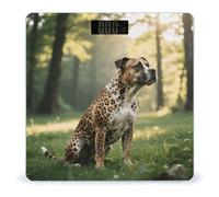 Pèse-personne numérique pour poids corporel avec écran LCD lumineux, haute précision, technologie Step-On, marche/arrêt automatique, imprimé animal, Pit Bull 180 kg