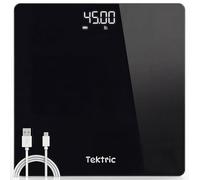 Pèse-personne numérique pour poids corporel - Pèse-personne rechargeable pour personnes avec écran LED, kg/kg, capacité de 181,4 kg, technologie Step-On, haute précision