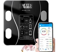 Pèse-personne numérique rechargeable par USB, balance numérique intelligente, graisse corporelle IMC avec Wi-Fi et Bluetooth, 181,4 kg (noir)