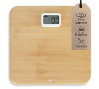 Pèse-Personne Numérique Sans Piles Avec Dynamo Pèse-Personne Écologique Avec Surface De Pesage En Bambou Renouvelable Jusqu'à 150 Kg