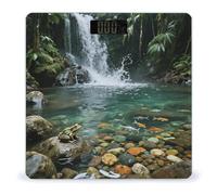 Pèse-personne pour piscine en forme de cascade Rainforest - En verre trempé robuste - Avec écran LCD - Précision - Pratique - Lecture facile