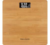 Pèse-personne ProfiCare en bambou véritable, numérique avec écran LCD, y compris affichage de la température ambiante, 5-180 kg, avec surface en bambou/bois ; PC-PW 3103