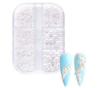 Pesfehhy 1 BoîTe de DéCorations de Perles Breloques pour Ongles PièCes D'Ongles Ronds Blancs Perles en Acier Doré Boules Accessoires D'Art D'Ongle Couleur: ZZ13