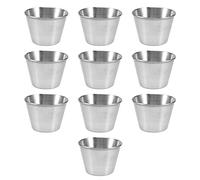 Pesfehhy 1 Paquet de 10 - Tasses à Sauce à Condiments en Acier Inoxydable Brossé de Qualité SupéRieure Pots à éPices à Trempettes Liquides - 2,5 Oz 70 ML