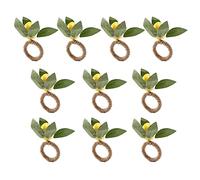 Pesfehhy 10 PièCes Anneaux de Faits À la Main Jaune Faux Citron avec Anneau de de Vigne pour Mariage, DîNer, Banquet,