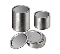 Pesfehhy 100 PièCes SéRies Large Bouche 86 MM Jar Couvercles de Mise en Conserve, Couvercles en Argent de Type Fendu RéUtilisables éTanches avec Anneaux en Silicone