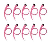 Pesfehhy 10PCS Extension de Cheveux à Mèches Arc-En-Ciel pour Fille avec Pince, Mèches Longues et Droites, Ajustables pour Cheveux,