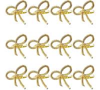 Pesfehhy 12 PièCes SéRies Simple Anneau de Doré Papillon Noeud Papillon Boucle de HôTel Restaurant Bouche Anneau en Tissu Anneau de en MéTal