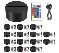 Pesfehhy 15 Ensembles 3D Veilleuse LED Base de Lampe 16 Couleurs LED Affichage Base avec TéLéCommande USB LumièRe Base pour Acrylique