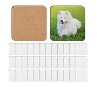 Pesfehhy 36 Pièces sous-Verres Vierges à Sublimation MDF Dos en Liège sous-Verres à Transfert de Chaleur sous-Verres en Panneaux Durs en Bois Sublimation Vierge