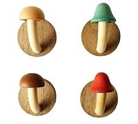 Pesfehhy 4 Pièces Fun en Bois Champignon Patère Non Perforé en Bois Crochet en Bois