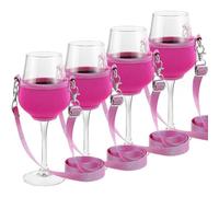 Pesfehhy 4 Pièces Sangle de Support de Verre à Vin Portable Sling Yoke Support de Verre Sangle de Cou pour Outils de Cocktail d'anniversaire C