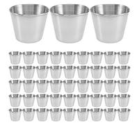 Pesfehhy 48 Paquets de 1,5 Oz/45 ML de Tasses à Sauce à Condiments en Acier Inoxydable Tasses à Sauce à Tremper Plats à Condiments RéUtilisables
