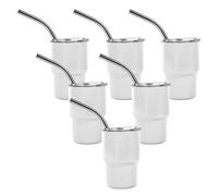 Pesfehhy 6 Mini Verres à Shot de 3 Oz avec Paille et Couvercles, Ensemble de Verres à Shot à Double Couche par Sublimation pour, Café