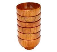 Pesfehhy 6 Pièces Séries en Bois Servant de la Vaisselle pour Riz, Soupe, Trempette, Café, Thé, Décoration Bol à Salade en Bois Ensemble de Couverts de Cuisine