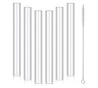 Pesfehhy 6 Pièces Tubes de Soufflage en Verre Borosilicaté Transparent de 4 Pouces, Diamètre Extérieur de 12 Mm, Diamètre Intérieur de 8 Mm, Épaisseur de 2 Mm, avec Brosse de Nettoyage, Installation F