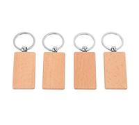 Pesfehhy 60 Pièces Chaîne à Clés en Bois Rectangle Vierge Bricolage Porte-Clés Tags Clés Peut Graver Cadeaux DIY