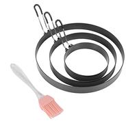 Pesfehhy Anneaux D'Oeufs AntiadhéSifs, Anneaux CrêPes 4 Pouces et 6 Pouces et 8 Pouces, Moule Cuisson D'Oeufs Pocheuse D'Oeufs Frits avec Brosse à pour Muffin D'Omelette Aux Oeufs