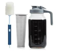 Pesfehhy Bocal 64Oz pour Cafetière à Infusion Froide, Couvercle à Bec Rabattable en Verre Épais et avec Poignée