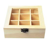 Pesfehhy Boîte de Rangement à Thé avec 9 Compartiments, Plateau en Verre Transparent, Boîte de Rangement Multifonctionnelle Pouvant Stocker Divers Sachets de Thé, Installation Facile