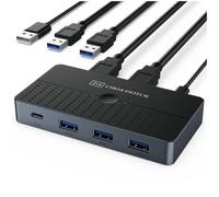 Pesfehhy Boîtier de Commutation de Partage D'Ordinateurs USB3.0 2 Entrées 4 Sorties KVM 2x4 Sélecteur de Commutateur USB 3.0 pour Clavier, Souris, Imprimante, Moniteur, PC