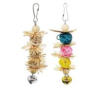 Pesfehhy Boules de Rotin Perroquet Animal de Compagnie Oiseau Jouet Oiseau Interactif Morsure à Mâcher pour Perruche Cage Pièces Accessoires Oiseau Jouant
