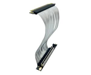 Pesfehhy Câble D'Extension de Carte Graphique PCIe 5.0 X16 GPU PCI-E 5.0 Gen5 64 Go/S Câble Plaqué Argent Câble Montant à Angle Droit à 90° 15 cm