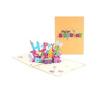Pesfehhy Carte de Vœux D'Anniversaire 3D en Trois Dimensions, Papier Coloré Fait à la Main, Sculpture, Message de Bénédiction, Carte Numérique Insérable, Facile à Utiliser, Haute Qualité