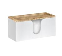 Pesfehhy Distributeur de Serviettes en Papier en Bambou Mural, Porte-Serviettes en Papier Plié avec Couvercle, Main à Trois Volets pour Salle de Bain, Cuisine, Bureau