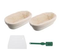 Pesfehhy Ensemble de Panier D'éPreuvage Banneton - Panier de Boulangerie de Pain au Levain, Grattoir/Coupe-Pâte et Doublure en Tissu Brotform