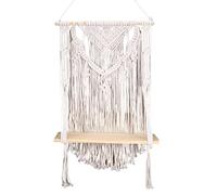 Pesfehhy ÉTagèRe Murale en Macramé, Cintre D'Organisateur D'éTagèRe Suspendue en Bois à Un Niveau, DéCoration Murale Boho