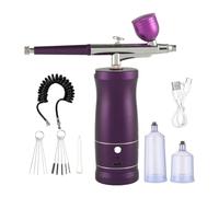 Pesfehhy Kit D'Aérographe Portable Rechargeable, Compresseur D'Aérographe, Ensemble Portable pour Nail Art, Barbier, Maquillage, Gâteau Violet